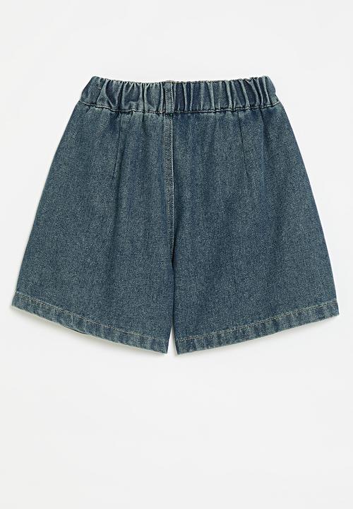 Pop Candy - Pleated denim shorts - blue