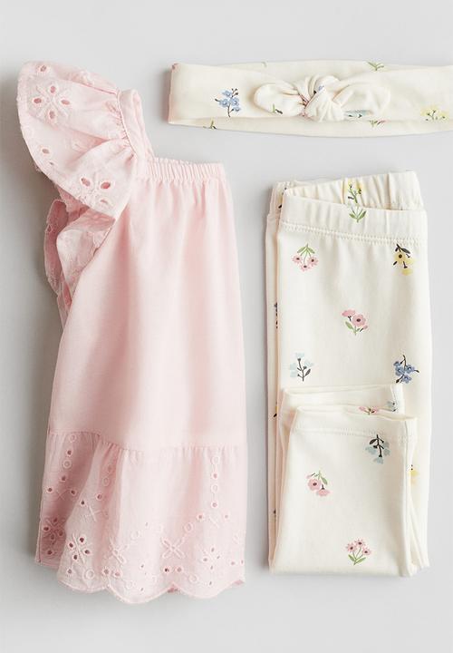 H&M - 3 piece cotton set - pink floral