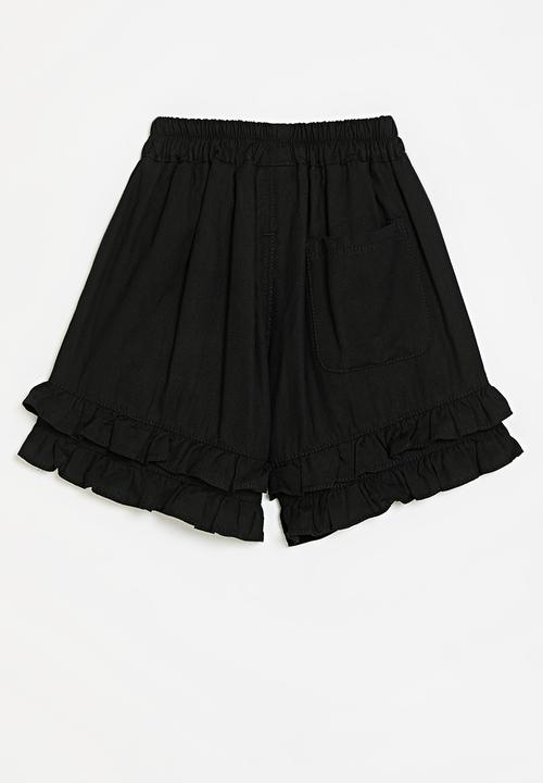 Pop Candy - Frilled hem shorts - black