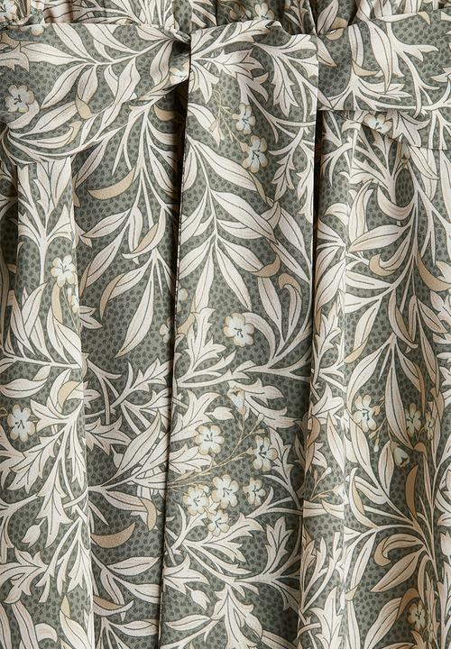 H&M - Tie-belt dress - light khaki green patterned