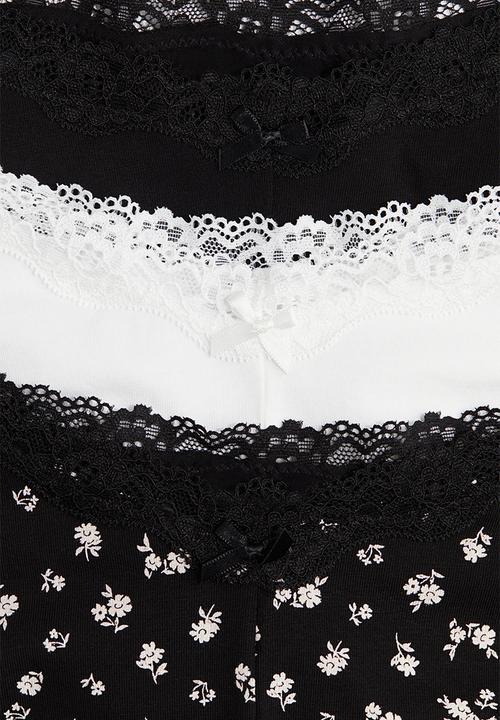 H&M - 3 pack cotton and lace hipster briefs - black floral
