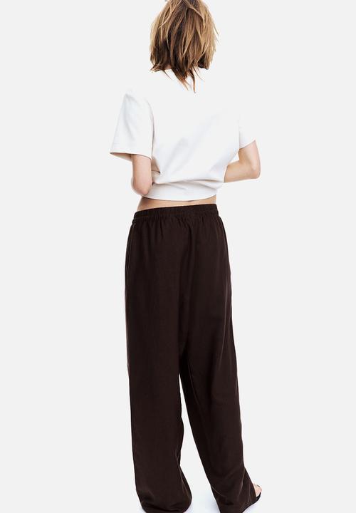 H&M - Linen-blend trousers - dark brown