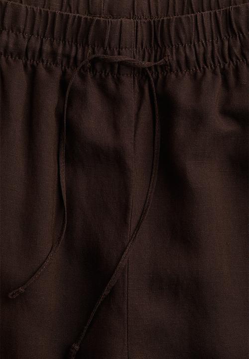 H&M - Linen-blend trousers - dark brown