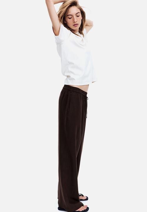 H&M - Linen-blend trousers - dark brown