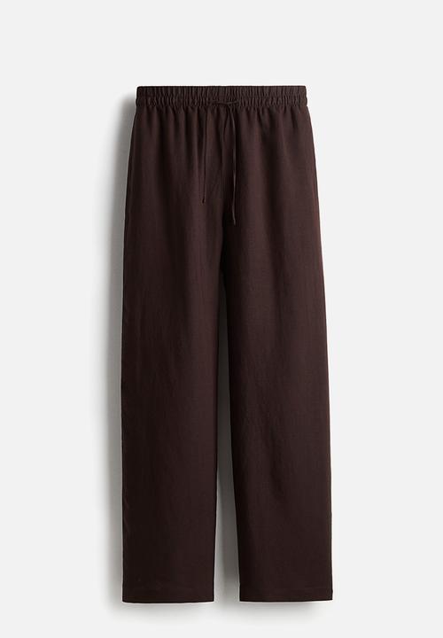 H&M - Linen-blend trousers - dark brown
