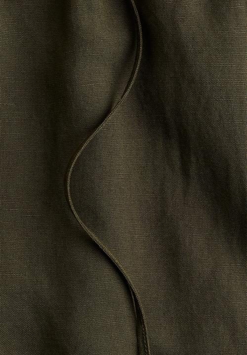 H&M - Linen-blend trousers - dark khaki green