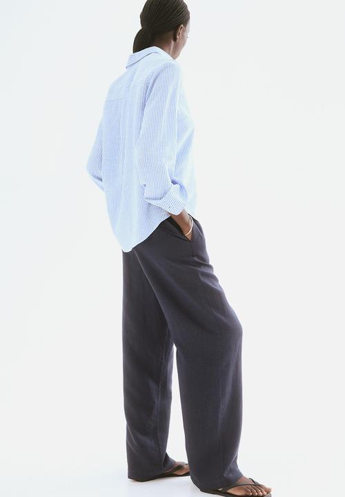 H&M - Linen-blend trousers - navy blue