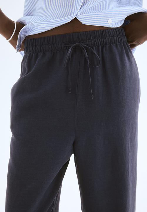 H&M - Linen-blend trousers - navy blue