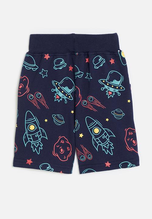 Pop Candy - Space-themed printed sweatshorts - navy blue