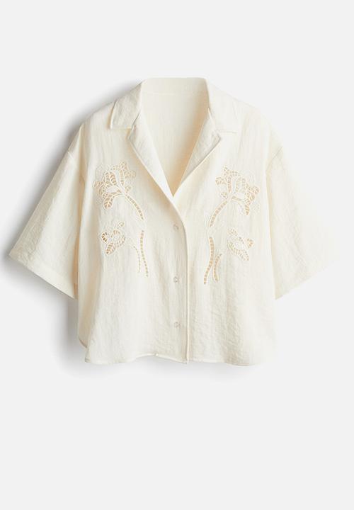 H&M - Broderie anglaise shirt - cream 
