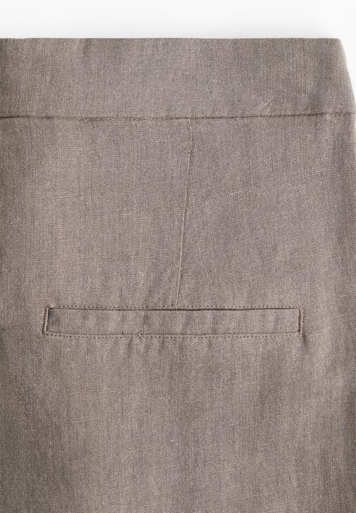 H&M - Wide linen-blend trousers - greige