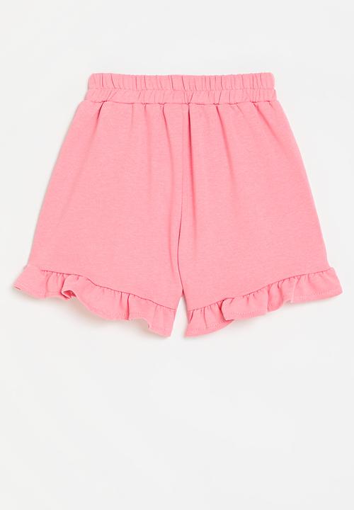 Pop Candy - Frilled hem sweatshorts - bubblegum pink