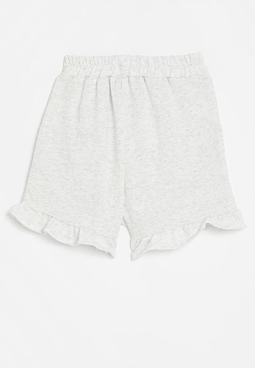 Pop Candy - Frilled hem sweatshorts - light grey
