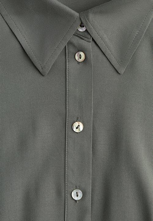 H&M - Tie-belt shirt dress - dark khaki green 