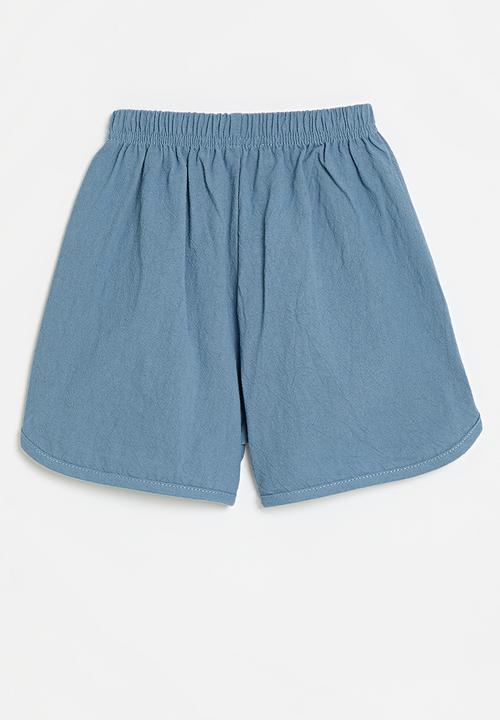 Pop Candy - Curved hem shorts with elasticated waist - blue