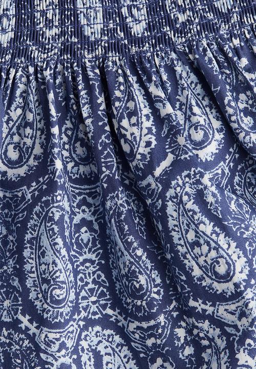 H&M - Smock-topped dress - dark blue/paisley-patterned