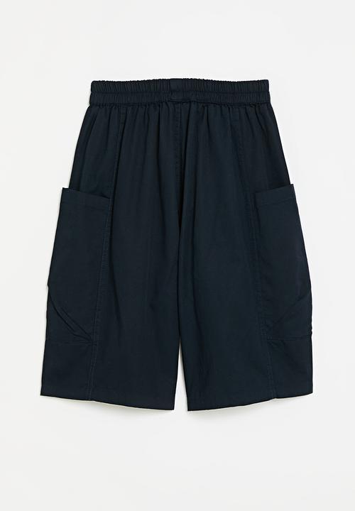 Pop Candy - Panelled cargo shorts - navy blue