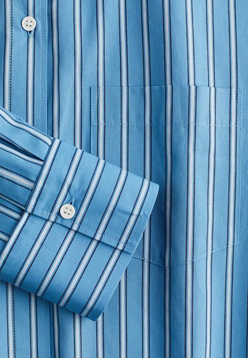 H&M - Oversized cotton shirt - blue/striped 