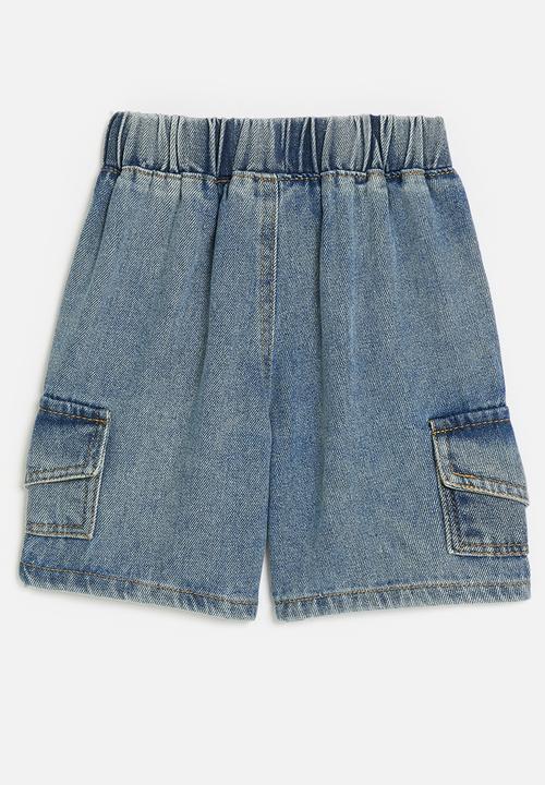 Pop Candy - Utility denim shorts - stonewash