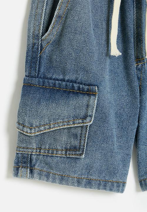Pop Candy - Utility denim shorts - stonewash