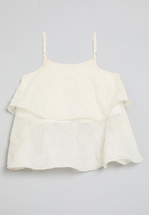 Pop Candy - Tiered cami top - white