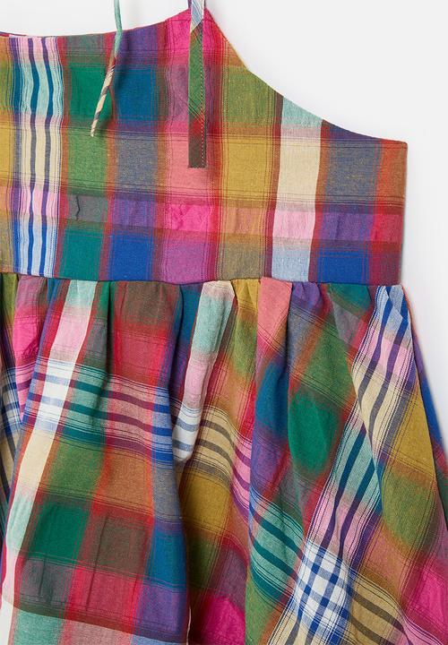 Pop Candy - Madras plaid babydoll dress - multi