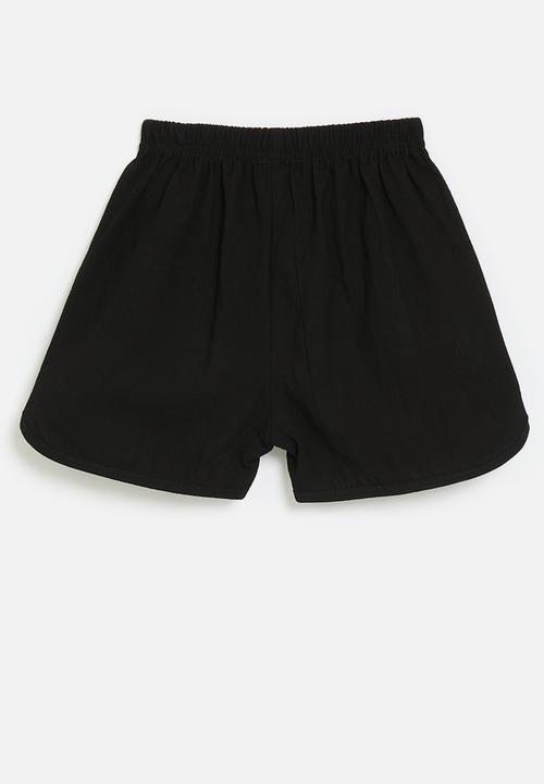 Pop Candy - Elasticated curved hem shorts - black