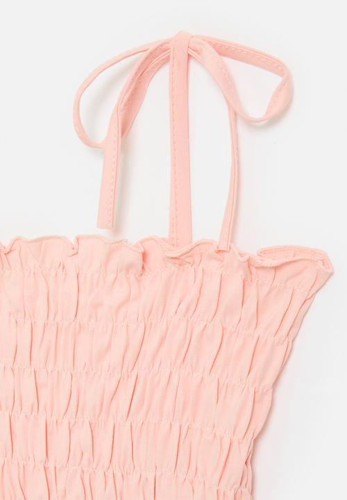 Pop Candy - Shirred top with shoulder ties - pink