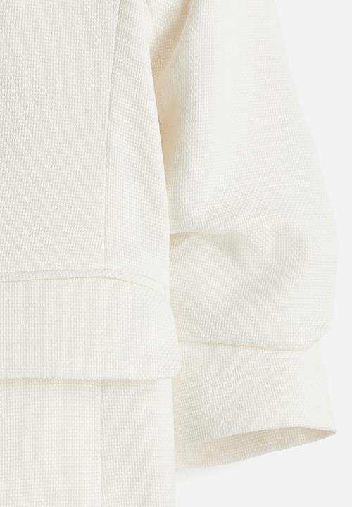 H&M - Gathered-sleeve blazer - cream
