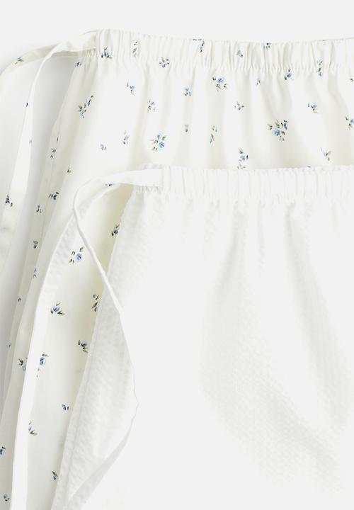 H&M - 2-Pack cotton poplin pyjama shorts - white floral