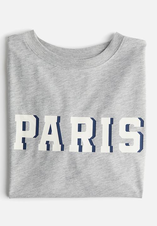 H&M - Printed T-shirt - light grey marl paris
