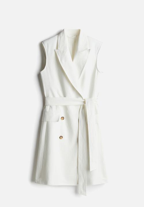 H&M - Linen-blend blazer dress - white