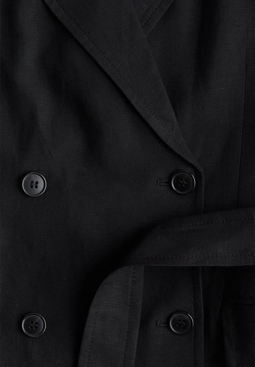 H&M - Linen-blend blazer dress - black