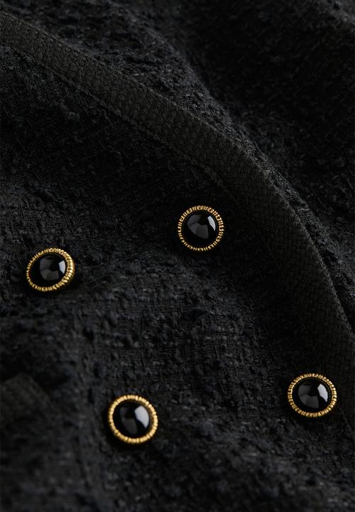 H&M - Double-breasted bouclé blazer - black