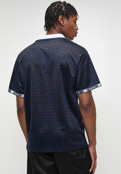 Reebok - Monogram Football Polo - Vector Navy Aop
