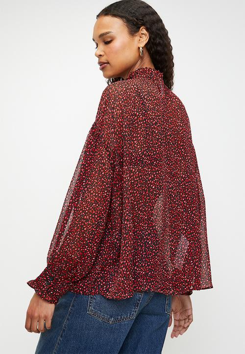 MANGO - Blouse Garden- red & black 