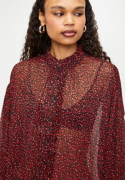 MANGO - Blouse Garden- red & black 