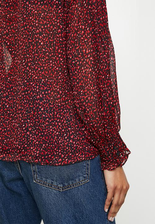 MANGO - Blouse Garden- red & black 
