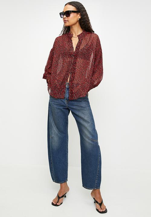 MANGO - Blouse Garden- red & black 