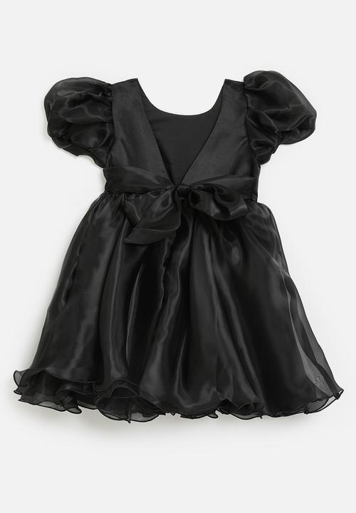 Pop Candy - Organza pouf dress with bubble sleeves - black