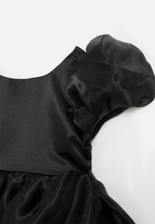 Pop Candy - Organza pouf dress with bubble sleeves - black
