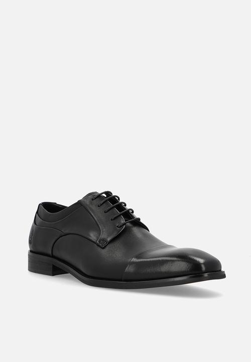 POLO - Panelled Gibson Lace Up  - Black Leather