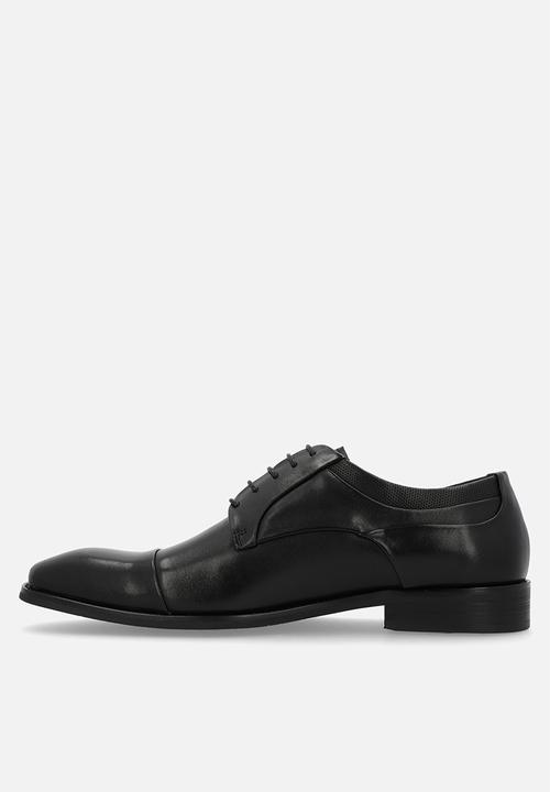 POLO - Panelled Gibson Lace Up  - Black Leather