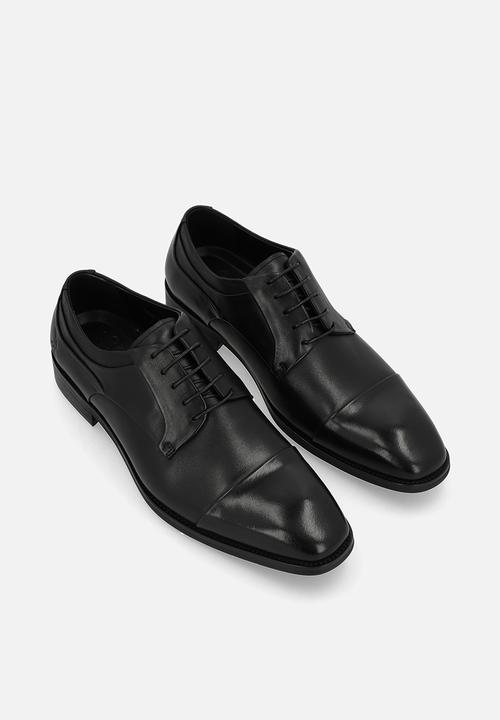 POLO - Panelled Gibson Lace Up  - Black Leather
