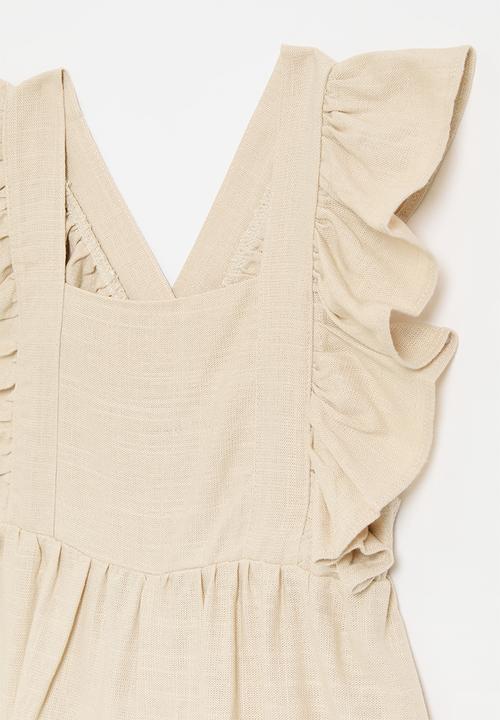 Pop Candy - Frill sleeve playsuit - beige