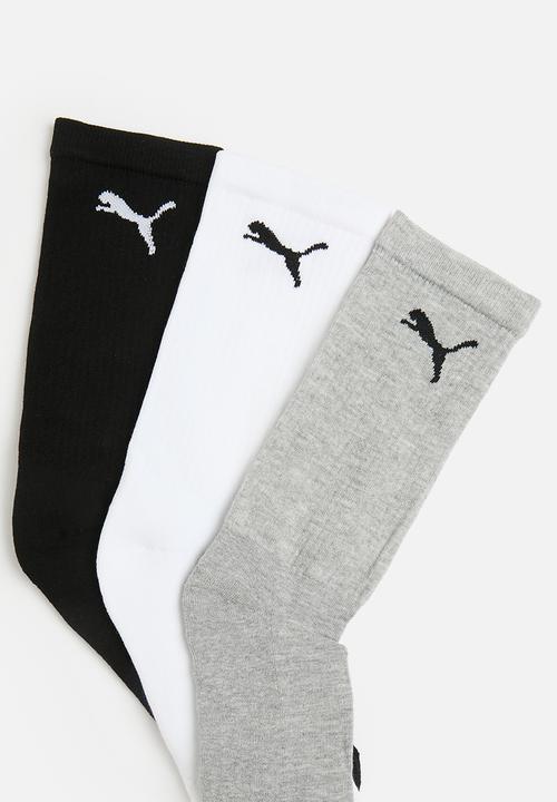 PUMA - Adults 3 Pk Cat Logo Tennis Socks - White/Melange/Black