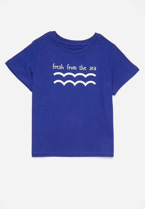 Pop Candy - 2 pack slogan & graphic tee - blue/white/lobster/fresh from the sea