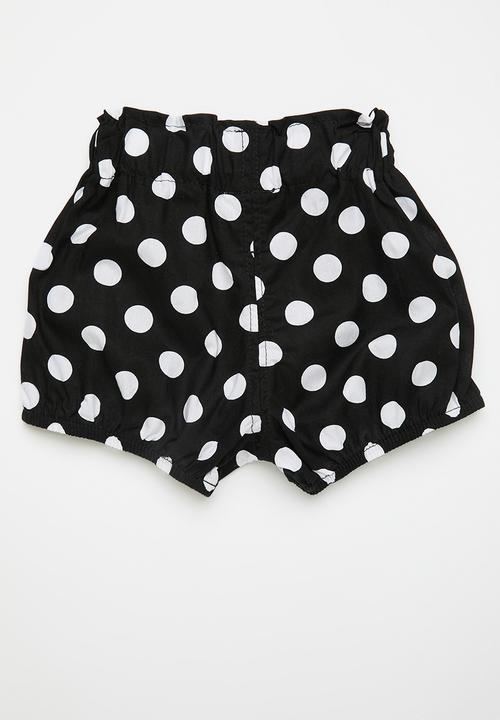 Pop Candy - Elasticated waist shorts - black/polka dots