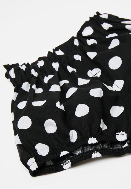 Pop Candy - Elasticated waist shorts - black/polka dots