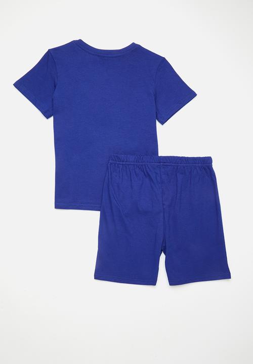 Pop Candy - Pj set with placement print & slogan - royal blue/yellow